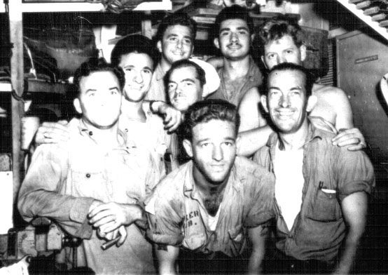 Black gang.<br>BACK ROW (L&rarr;R) G. Ross, [unknown], [unknown].<br>MIDDLE ROW (L&rarr;R) [unknown], [unknown], [unknown], R. Johnson.<br>FRONT:[unknown].